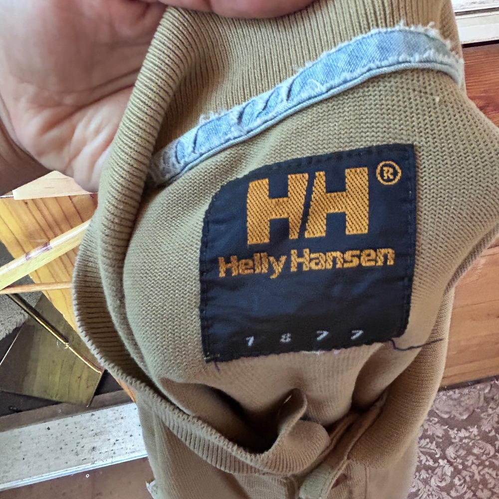 Vintage Polo Shirt Mens Large Khaki Beige Sailing Embroidered Helly Hansen - Picture 6 of 6